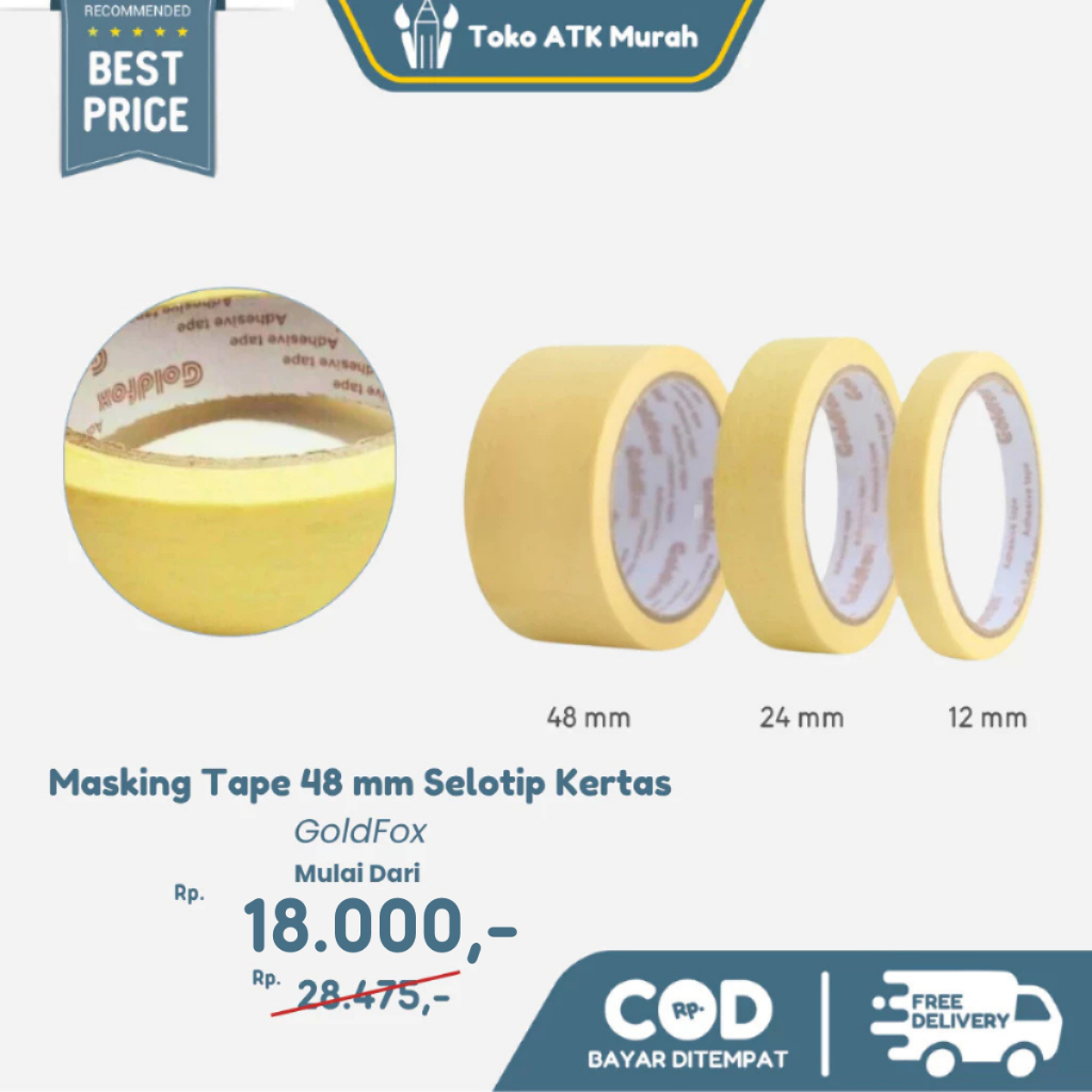 

Masking tape Gold Fox 2-inc / lakban Kertas / BERKUALITAS /ORIGINAL