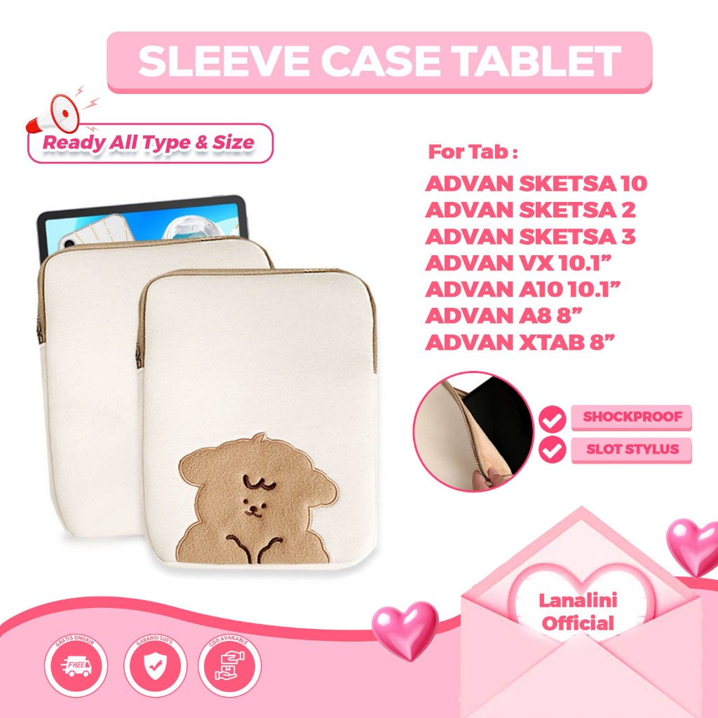 Tas Case ADVAN Tab Sketsa 3 2 1 A10 A8 Xtab VX Belajar Plus Elite 7 X7 Pro 10.1 Inch 10 11 inch Clut
