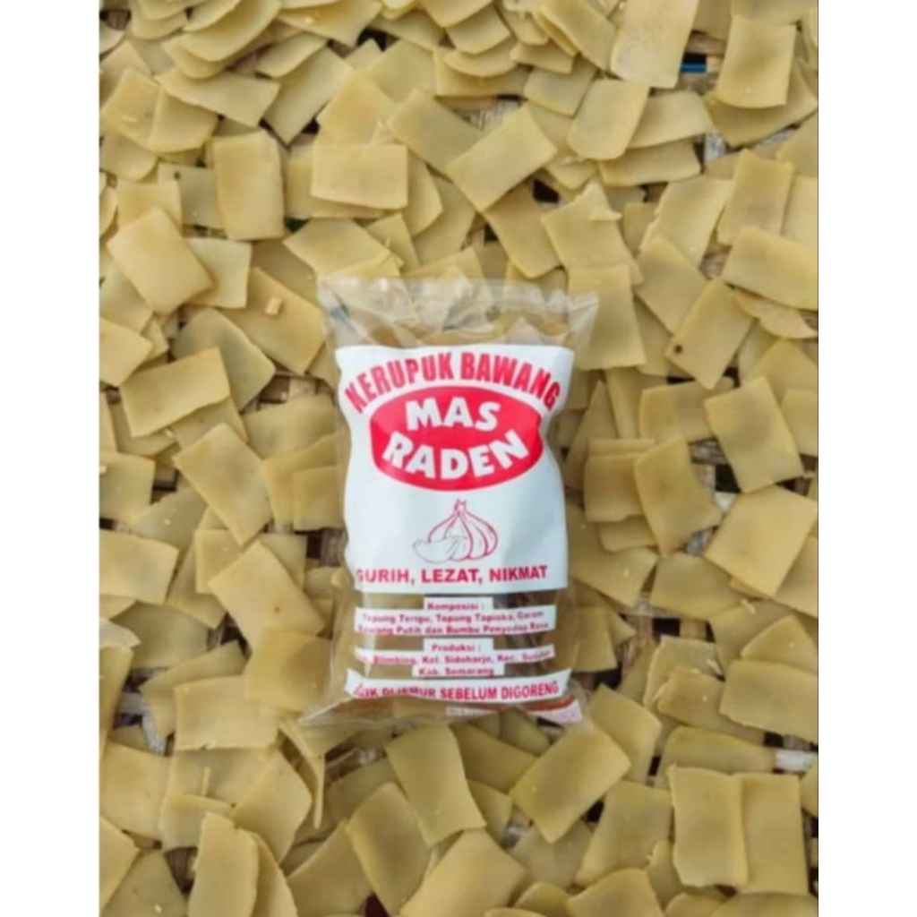 

Kerupuk bawang cap Mas Raden salat tiga Gurih, Renyah dan Nikmat