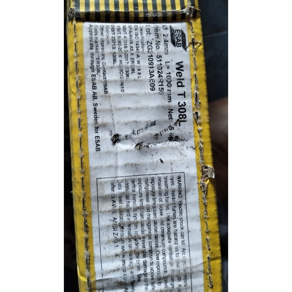 KAWAT LAS STAINLESS STEEL TIG ESAB ER308L Size.2.4MM