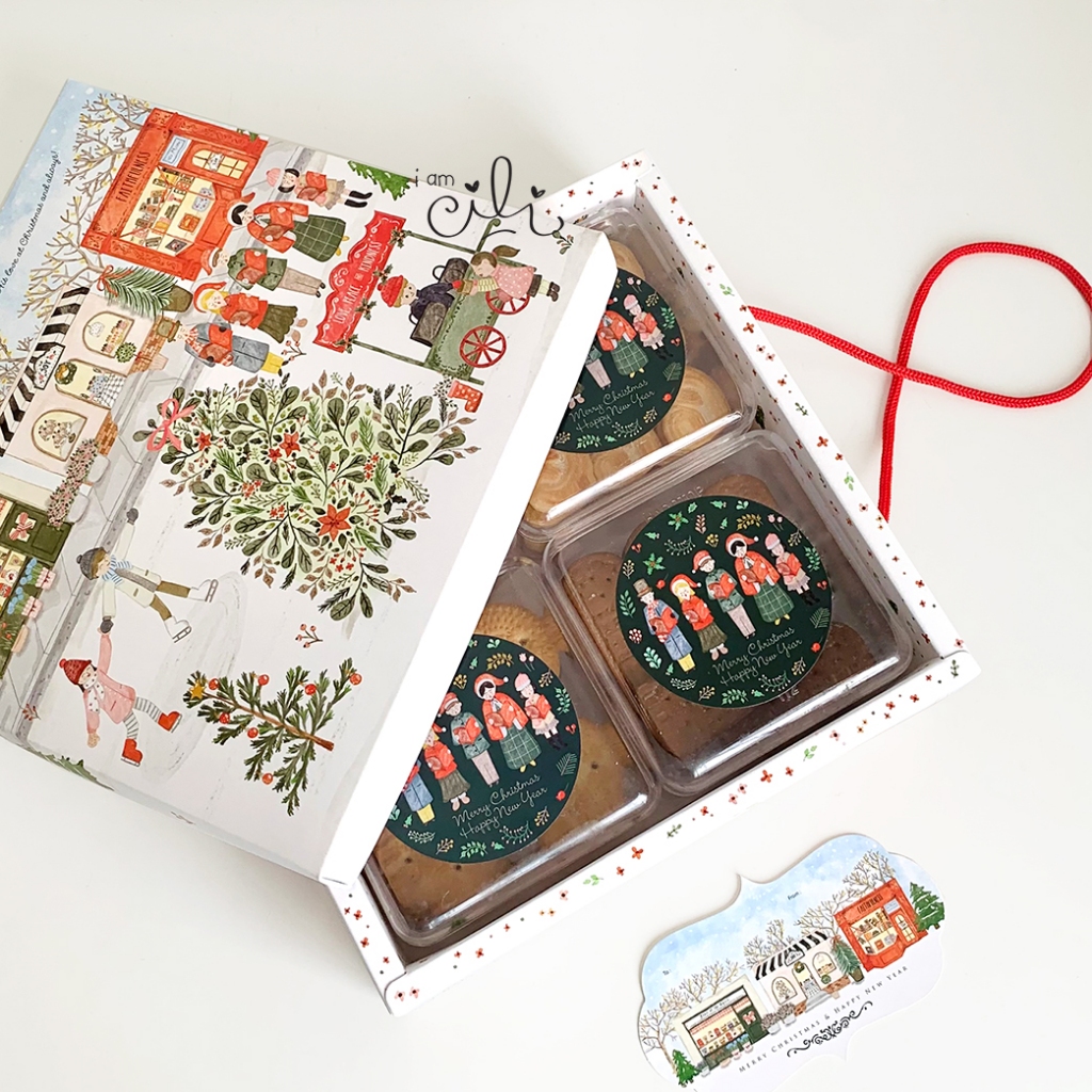 

(BOX 24 x 24 x 7 cm NATAL) DUS lapis legit bolu double wall kue kering kotak natal christmas (ISI 10)