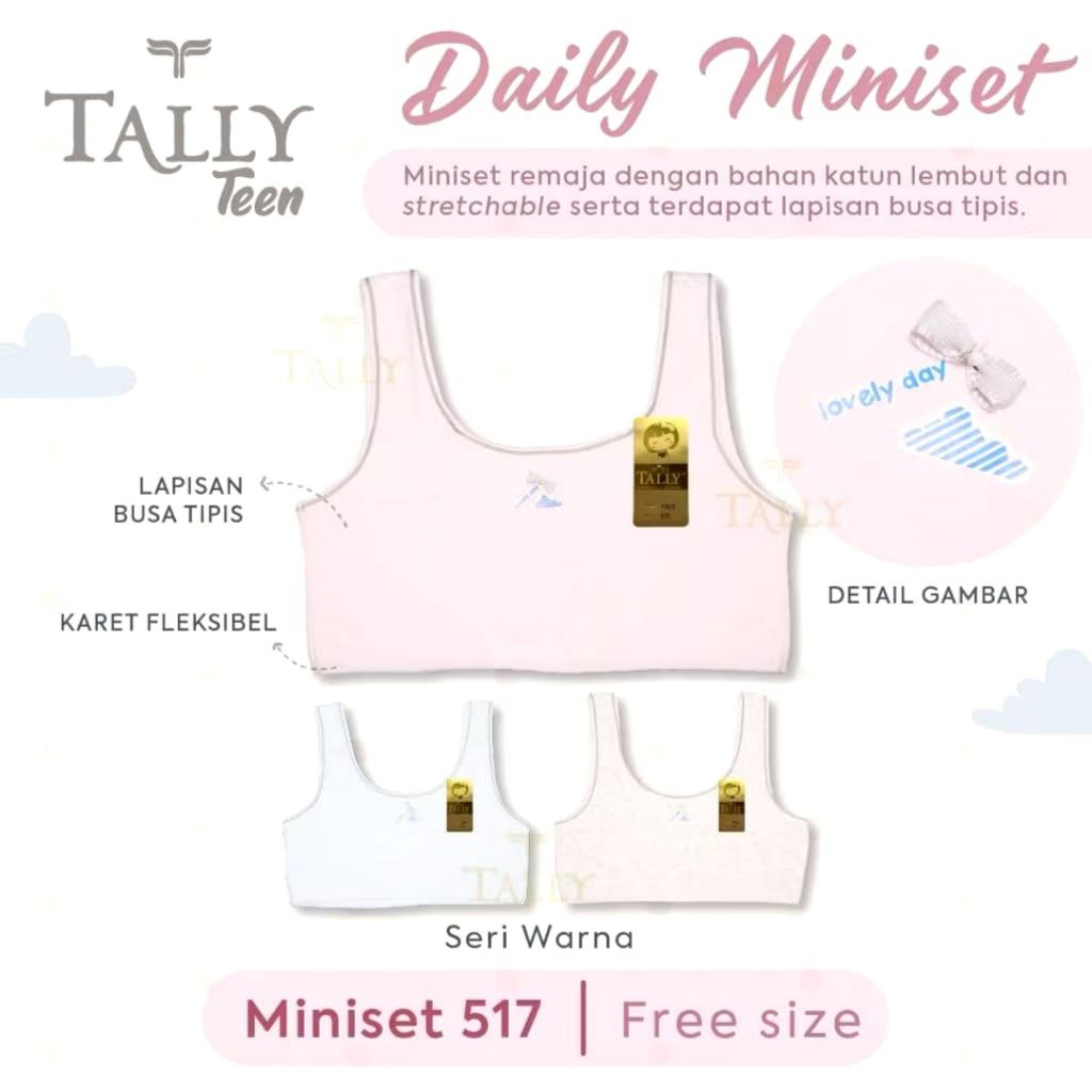 TALLY || Miniset Bahan Katun Rib Fit to L Minibra Anak Step 1 Motif Lucu Extra Soft & Elastis_M 1359