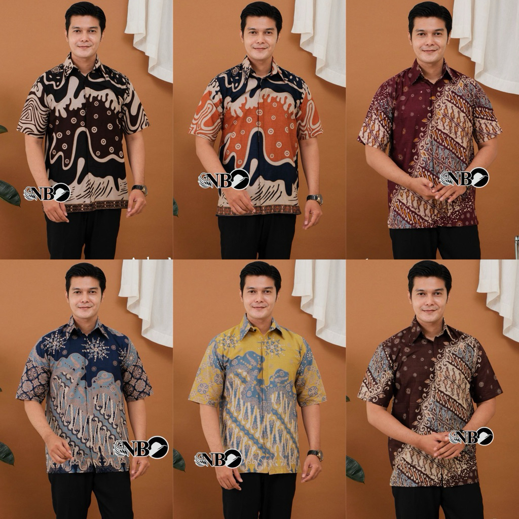 (NusaBatik) Batik Pria Modern Lengan Pendek Dewasa Baju Seragam Kondangan Kemeja Hem Cowok Premium R