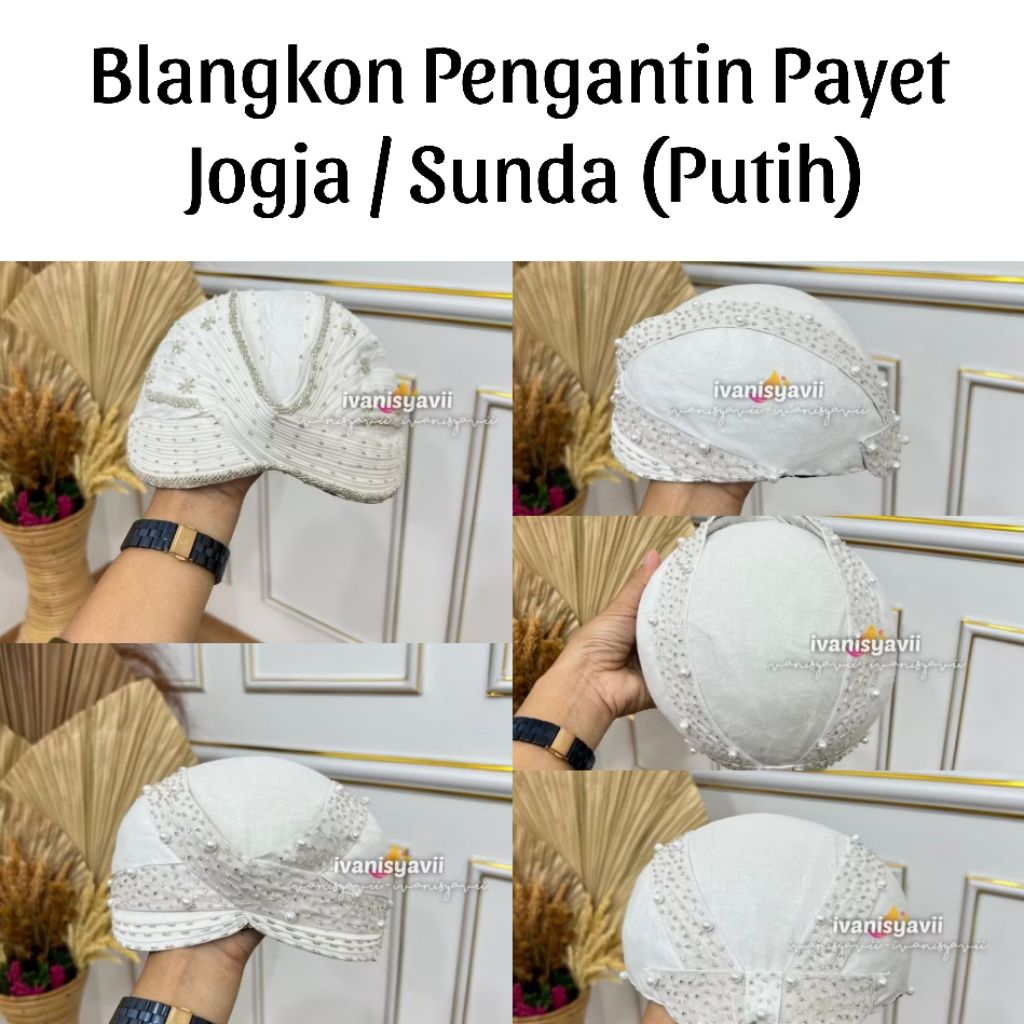 Blangkon Pengantin Payet - JOGJA / SUNDA | Warna Putih