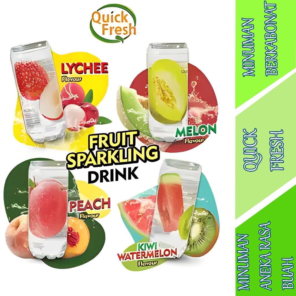 

Minuman Aneka Varian Rasa Buah - Quick Fresh - Minuman Sparkling Berkarbonat - 350ml
