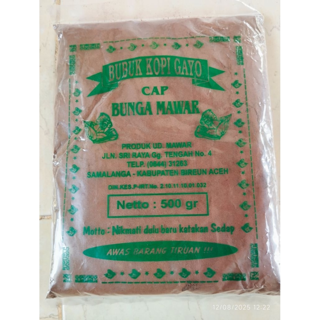 

500 Gram Kopi Tubruk Gayo Halus Murin Cap Bunga Mawar