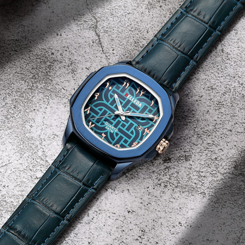 Belleda 9484-2 Analog Series Strap Leather Arbick Namber Anti Air 3 Atm