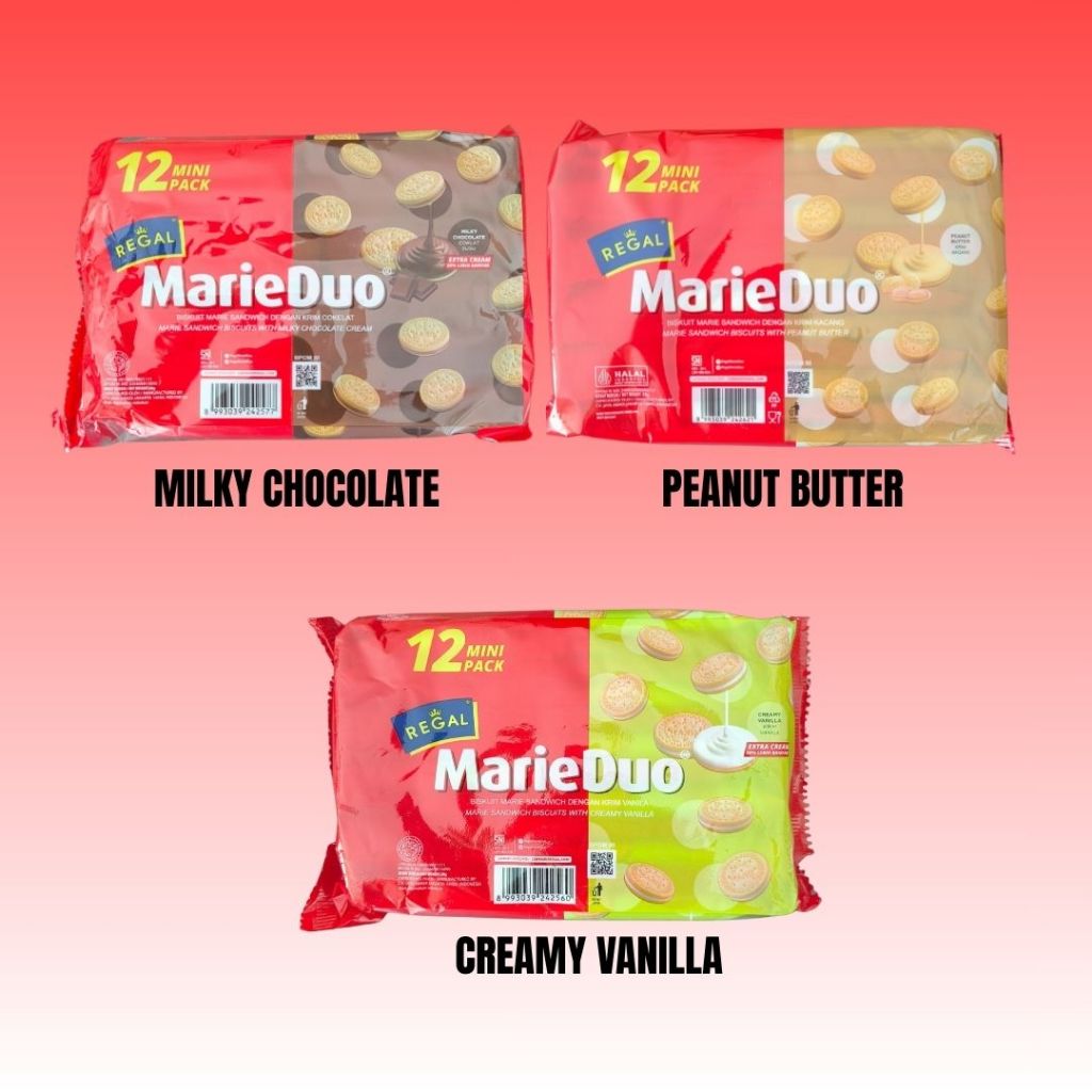 

Regal Marie Duo Peanut | Chocolate | Vanilla 20 Gr x 12 Pcs PACK / Regal Marie Duo