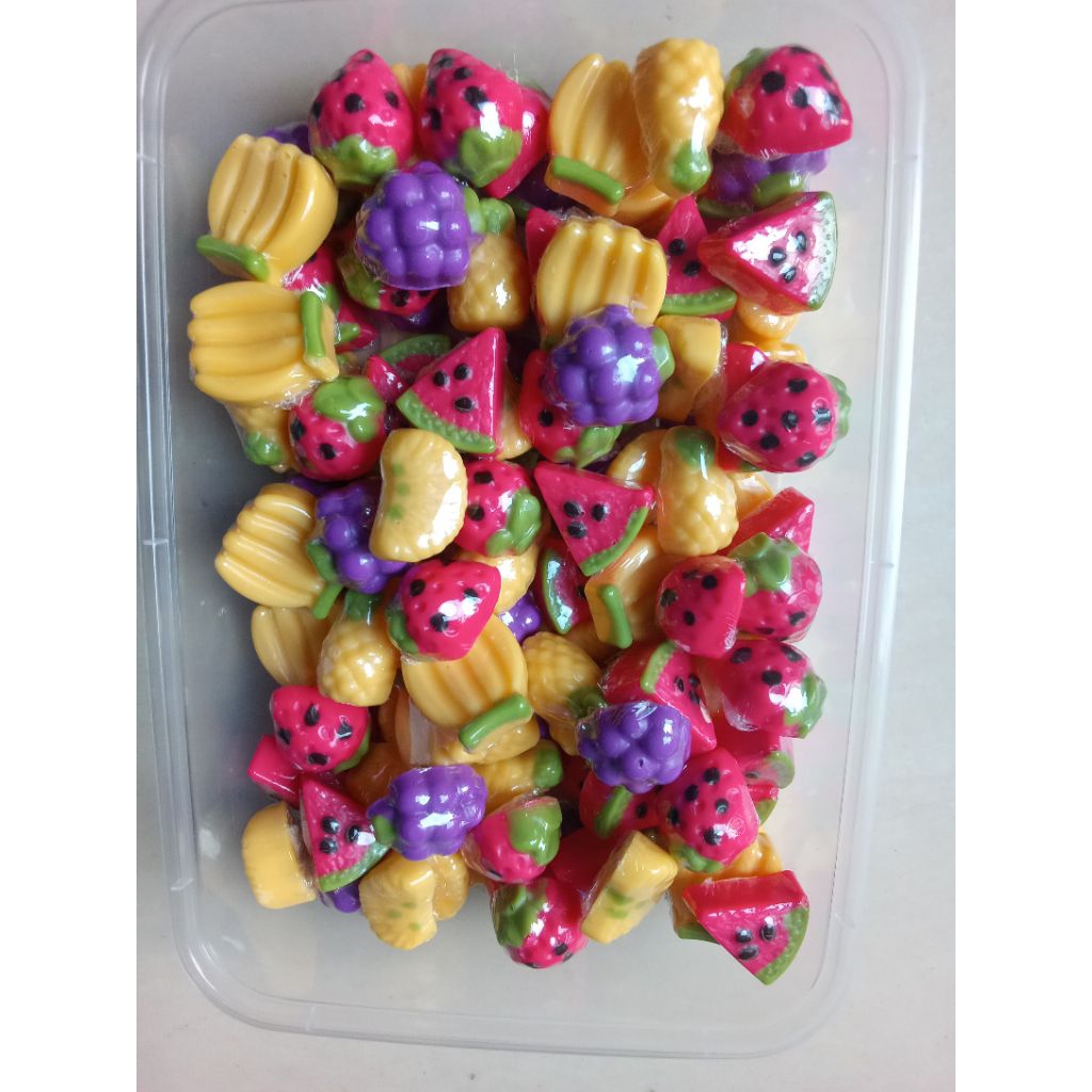 

coklat karakter buah buahan mini isi 110pcs 60pcs