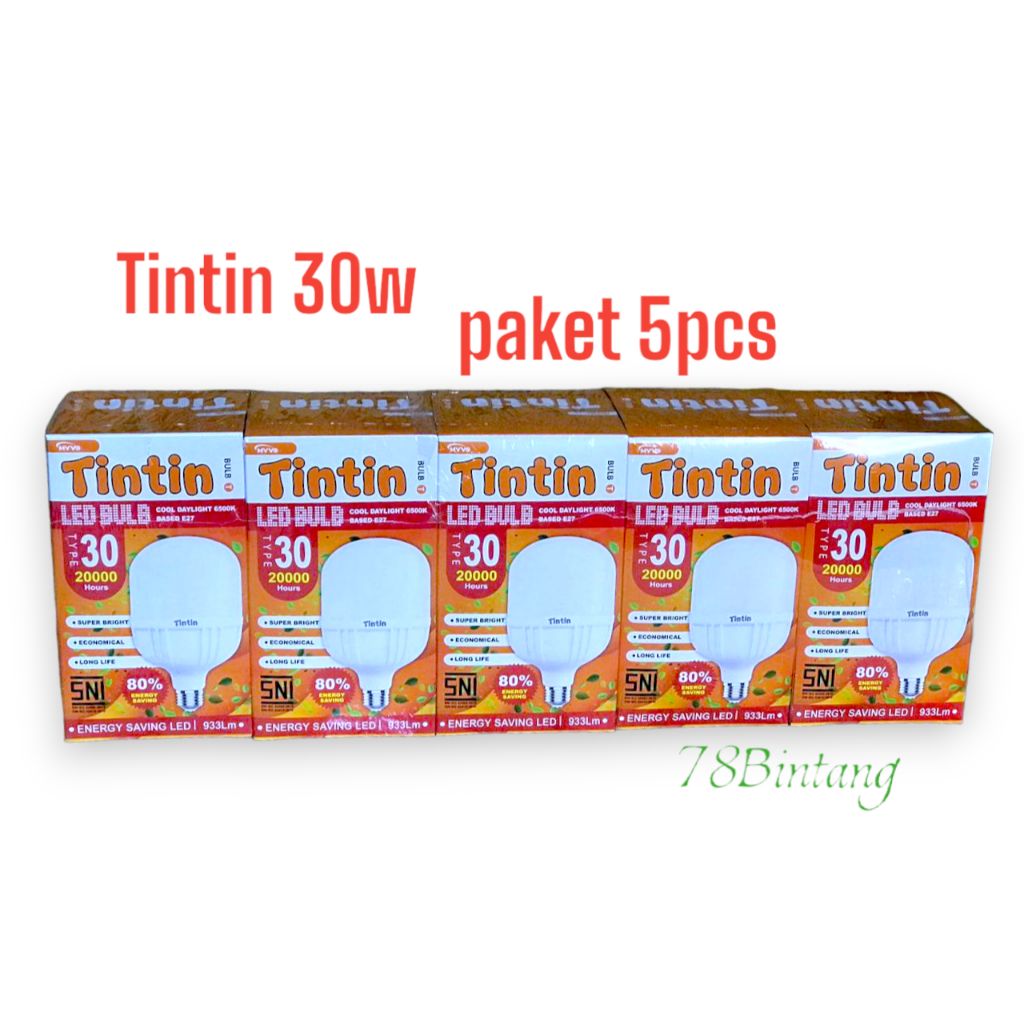 Lampu Tintin 30 Watt Paket 5Pcs - Bohlamled Tintin Tipe 30 Isi 5Pcs - Lampu Tintin