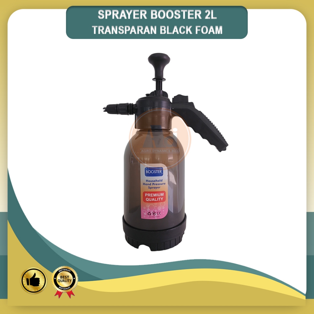 Presure Sprayer, BOOSTER 2 Ltr Transparan Black Foam, Hand Sprayer, Semprotan Tanaman, Burung, Bunga