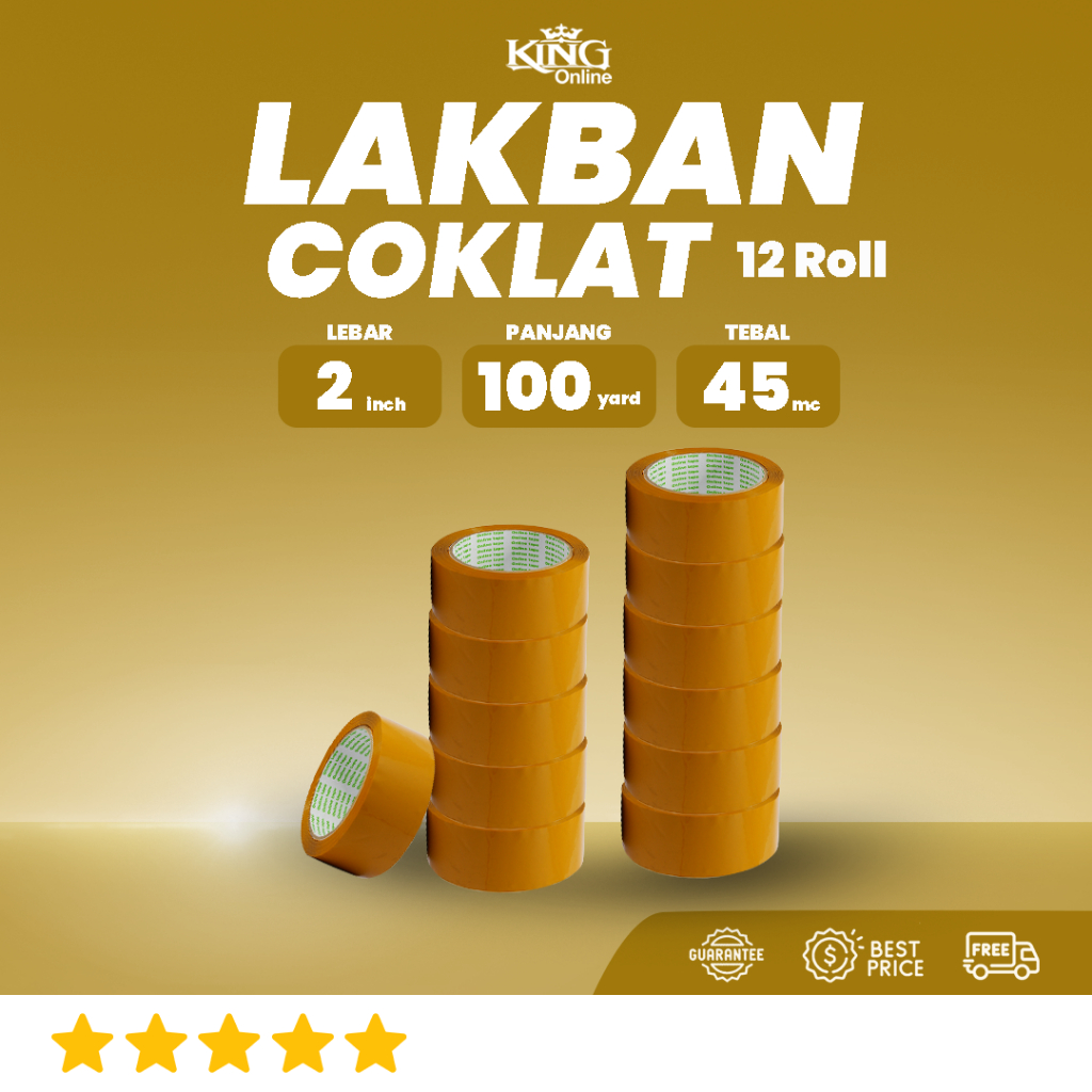 

12 pcs Isolasi Lakban Coklat 100 Yard 2 Inch / 2 Slop / Tebal Kuat solasi ONLINE TAPE OPP