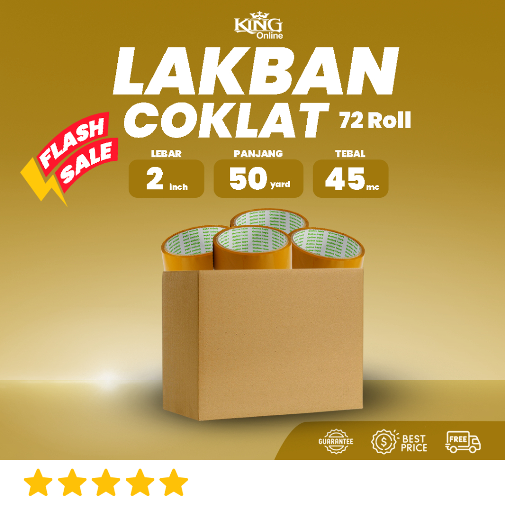 

1 DUS Lakban Coklat FLASH SALE 50 Yard 2 Inch / 72 Pcs ISOLASI COKELAT ONLINE TAPE OPP packing