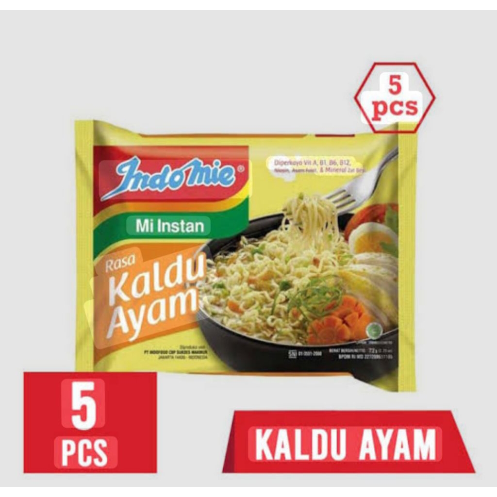 

( paketan) indomie kuah rasa kaldu ayam 1paket isi 5pcs x 75gram...