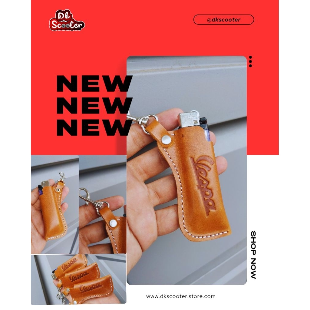 Tempat simpan korek bensin Vespa coklat