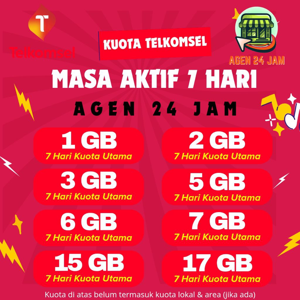 PAKET DATA TELKOMSEL MINGGUAN 7 HARI / KUOTA INTERNET TELKOMSEL MURAH 24 JAM