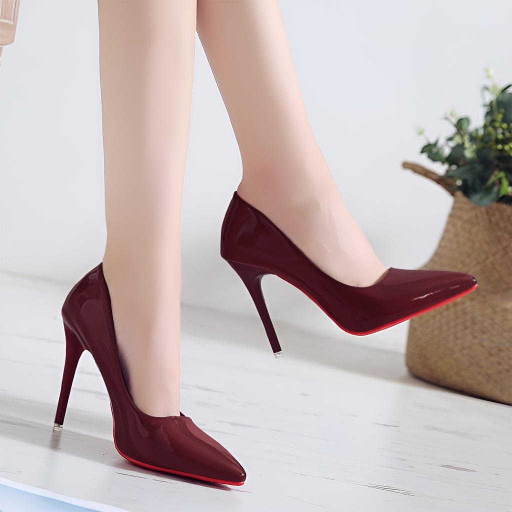 Sepatu Hak Tinggi Merah Wanita Sepatu Kerja High Heels wanita SH-005