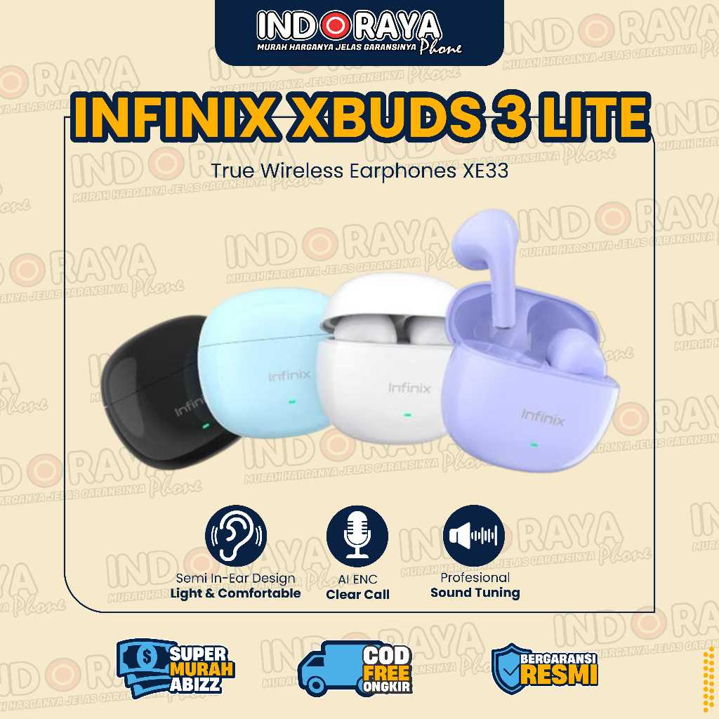 Infinix TWS XE33 - Xbud 3 Lite - True Wireless Stereo - AI ENC Headset Earphones Bluetooth X E 33 | 