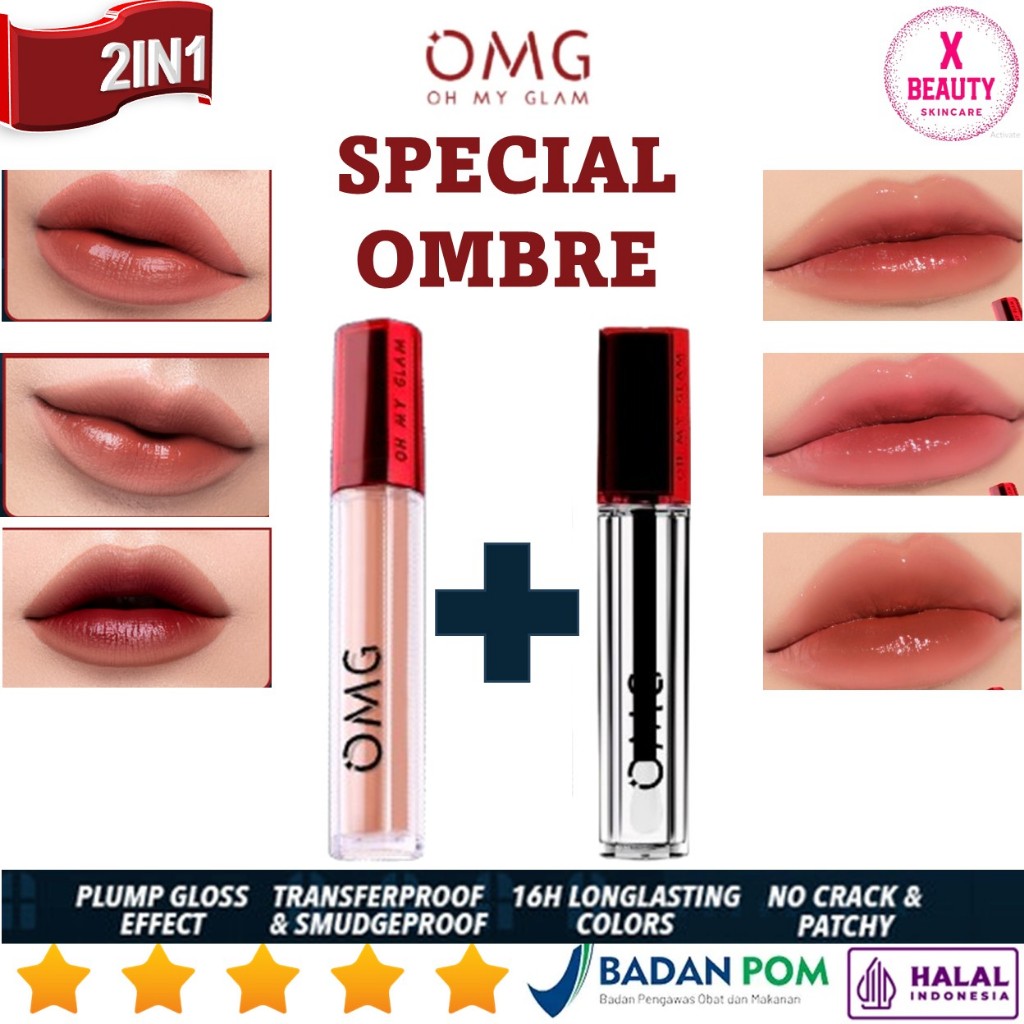 PAKET OMBRE OMG LIPCREAM MATTE Lip Finish Lipstik Gincu