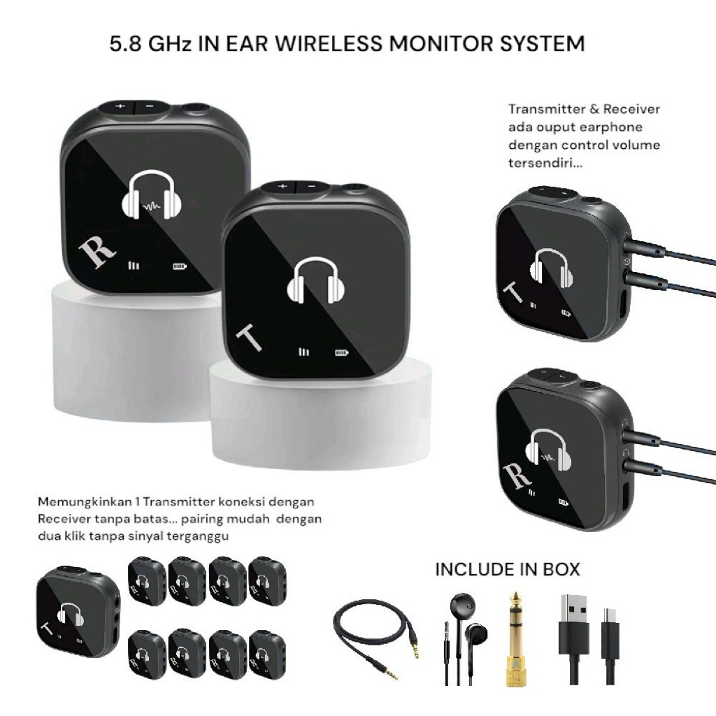 5.8GHz In Ear Wireless Monitor System Transmitter & Receiver
