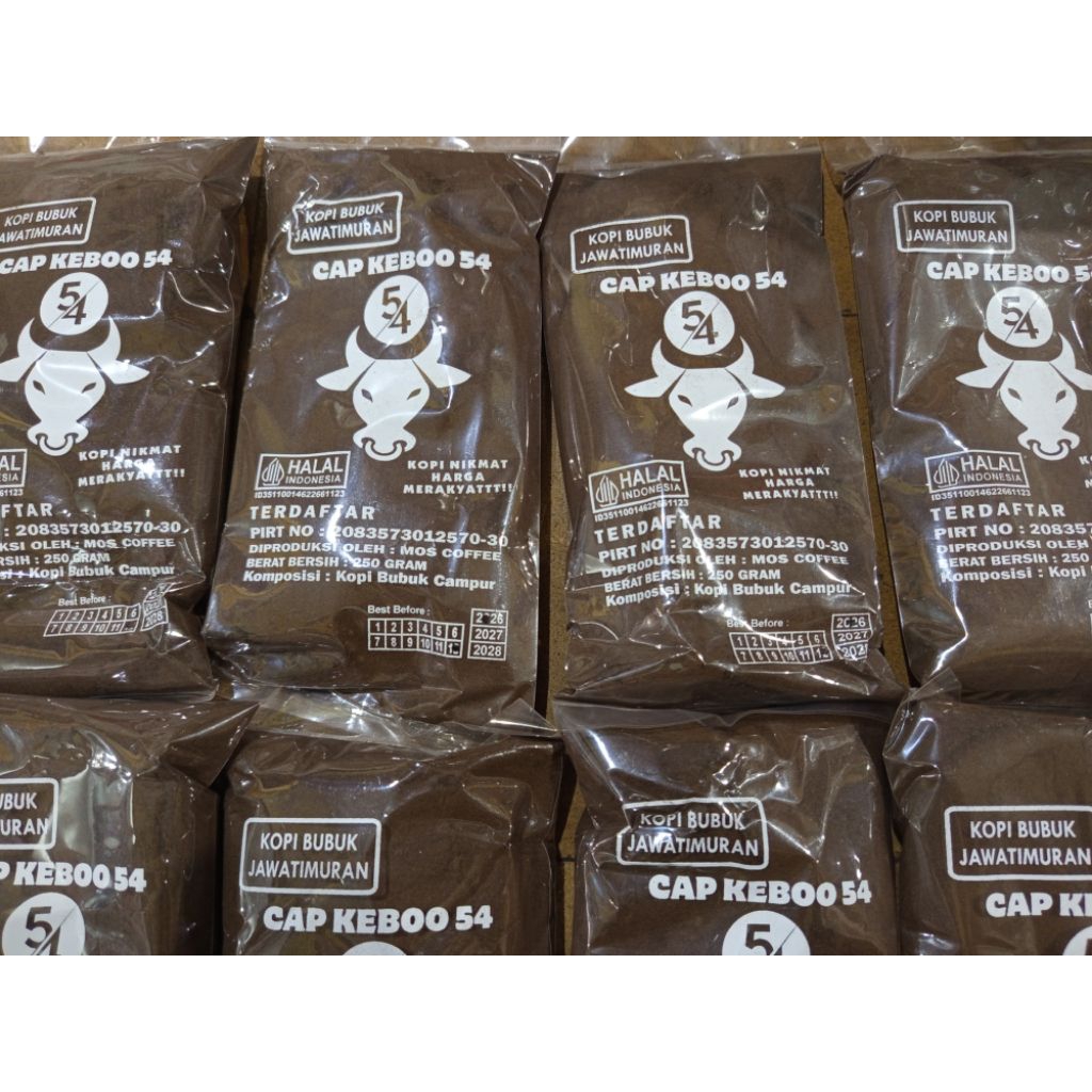 

KOPI BUBUK CAP KEBO 54 PUTIH HARGA PAKET 1 KG / 250 GRAM 4 BUNGKUS