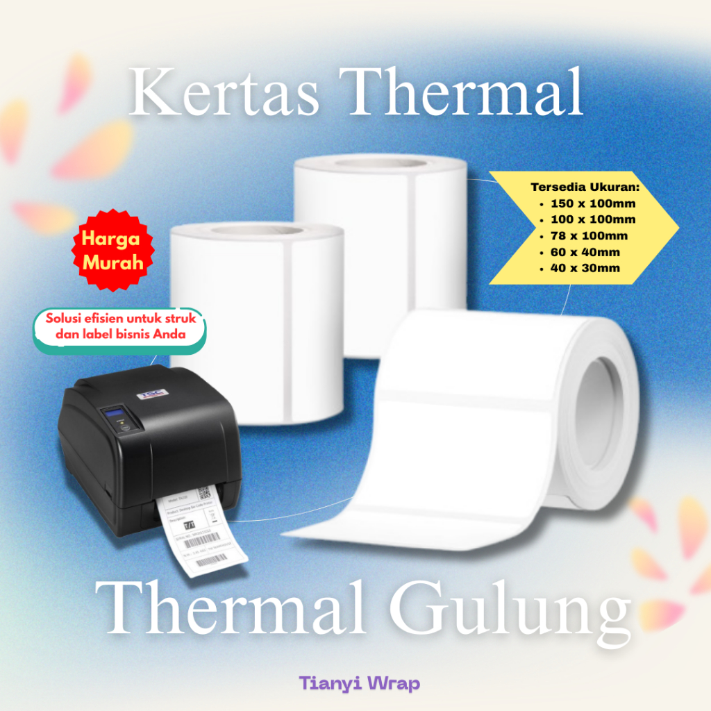 

Kertas Thermal Gulung / Struk Kasir / 100x100mm / 500pcs per ROLL / Struk Penjualan Bisnis Online.