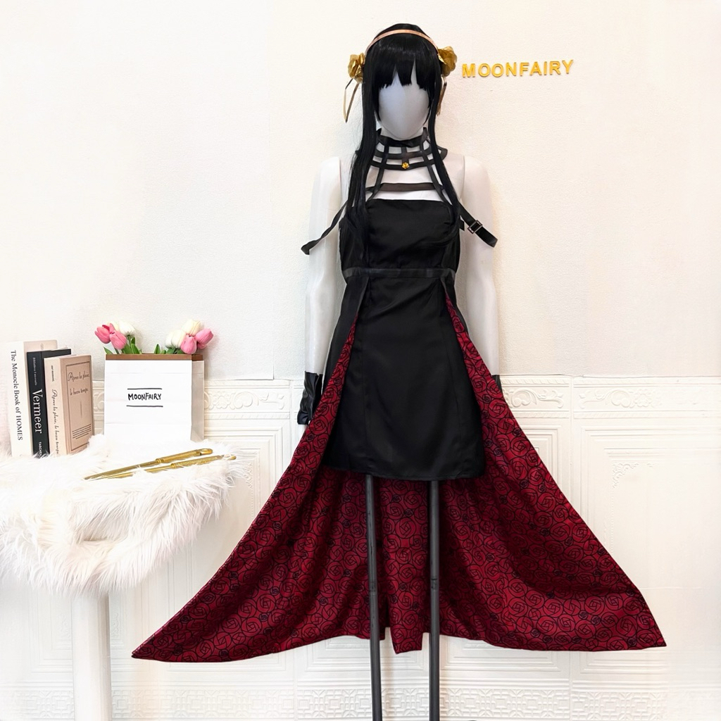 【Moonfairy】Ready Stock - Spy X Family Yor Forger Costume Cosplay Anime Dress Assasin The Thorn Princ