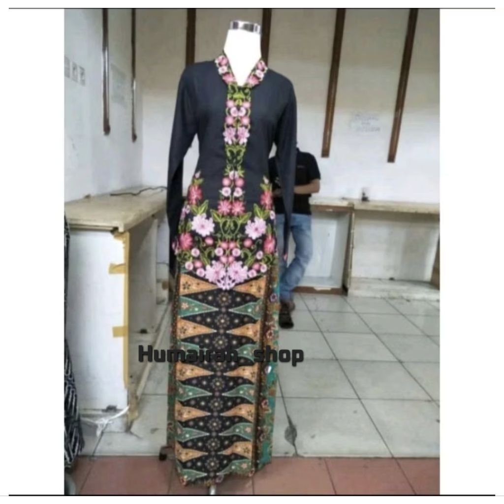 Setelan Kebaya Encim Jumbo/ setelan kebaya encim bordir /Setelan encim motif Bunga/Encim Ukuran Jumb