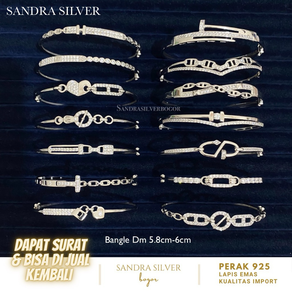 Bangle Perak 925 lapis emas putih - Silver 925 bangle