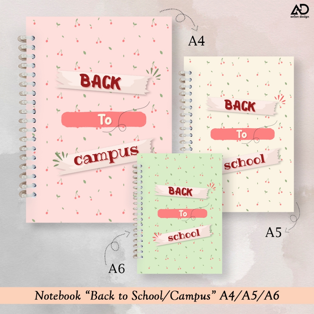 

BACK TO CAMPUS / SCHOOL" Notebook / Buku Catatan / Buku Diary Cantik Aesthetic / A4 / A5 / A6
