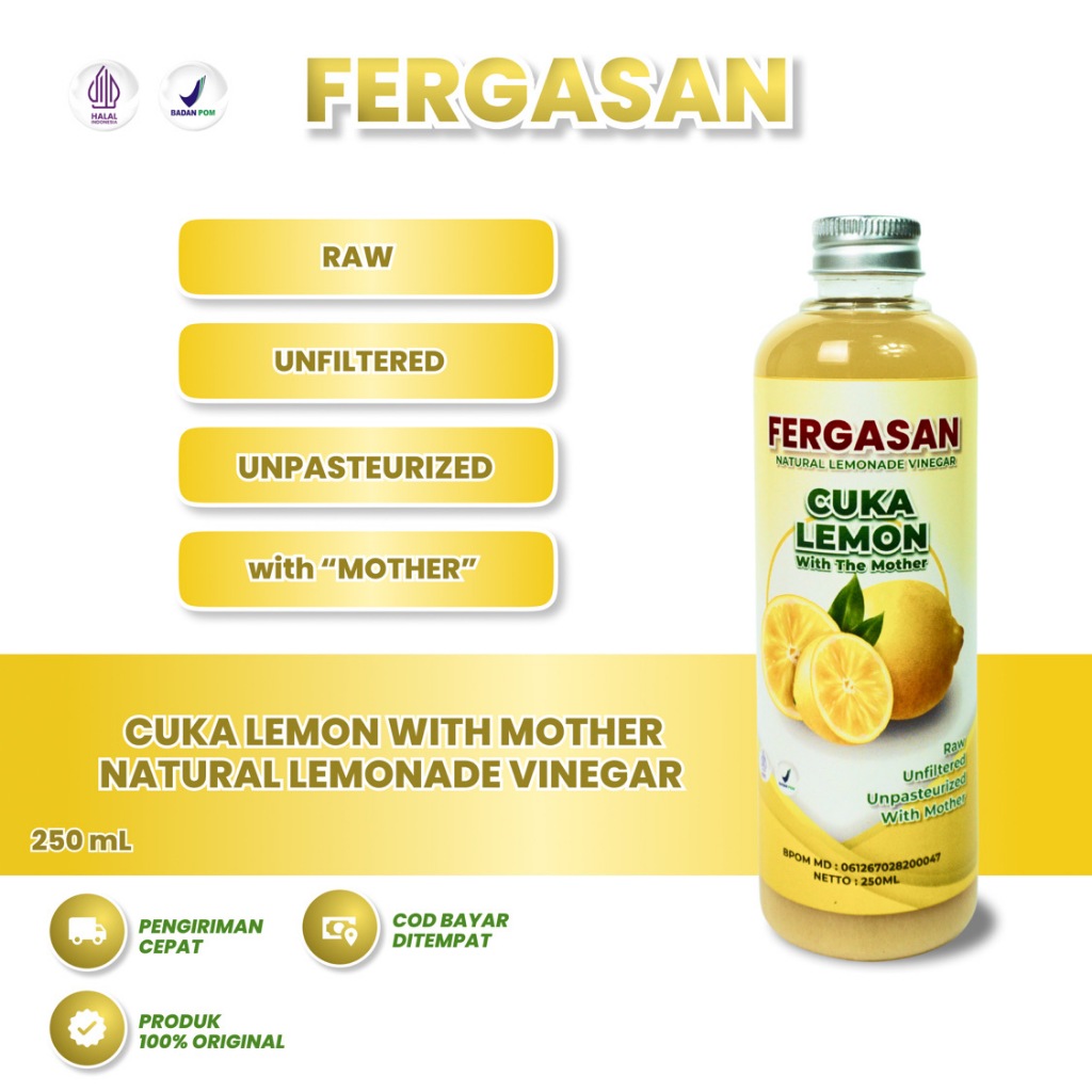

FERGASAN Cuka Lemon Murni 250 Ml Dalam Kemasan Botol