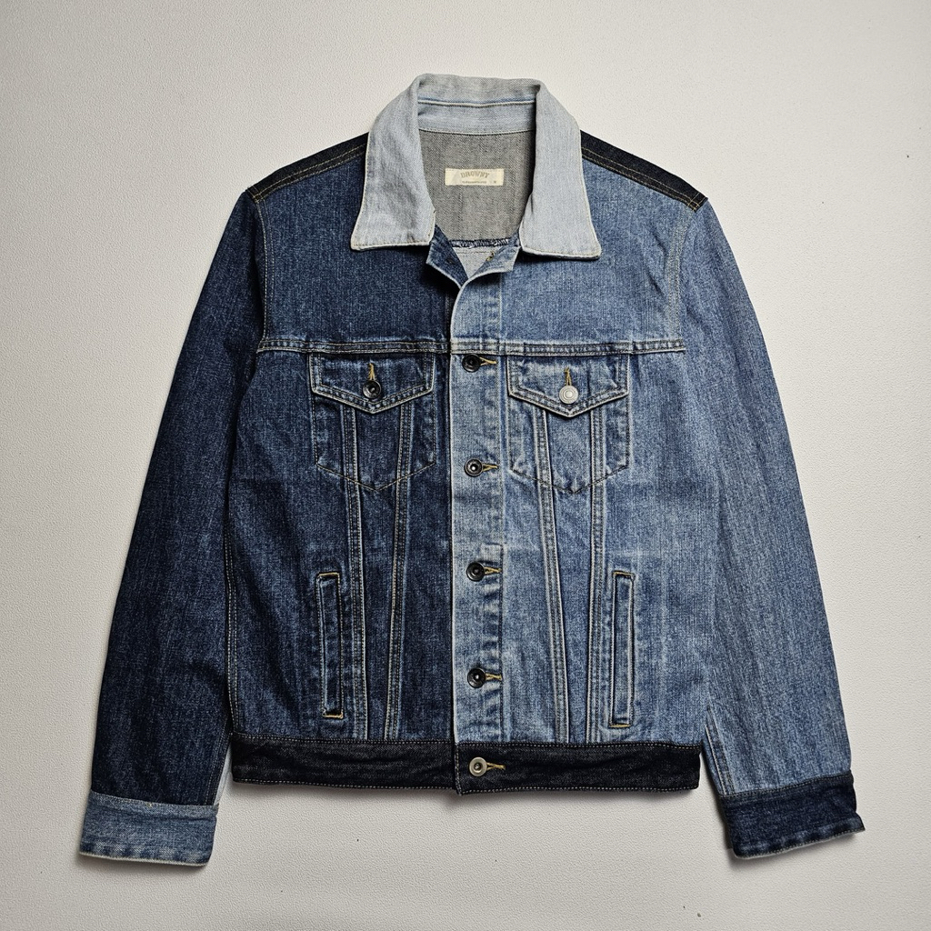 browny mixed denim trucker