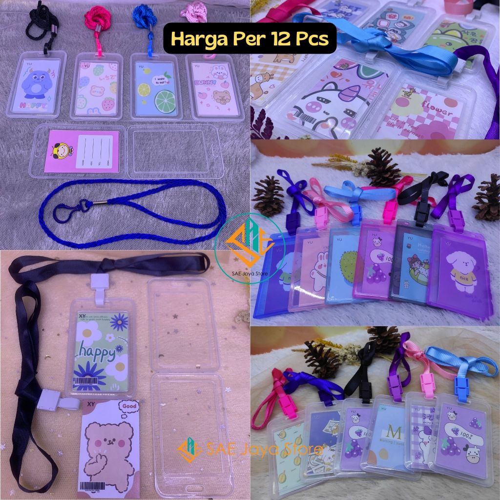 

(12 PCS) SAE - TALI ID CARD NAME TAG PLASTIK WARNA TRANSPARAN POLOS / TALI ID CARD NAMA