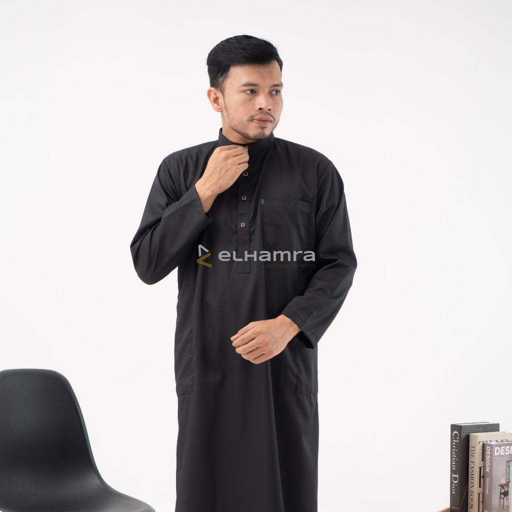 SALE ELHAMRA - JUBAH SLIMFIT DEWASA GAMIS PRIA KANCING SULTAN BAHAN TOYOBO M33B