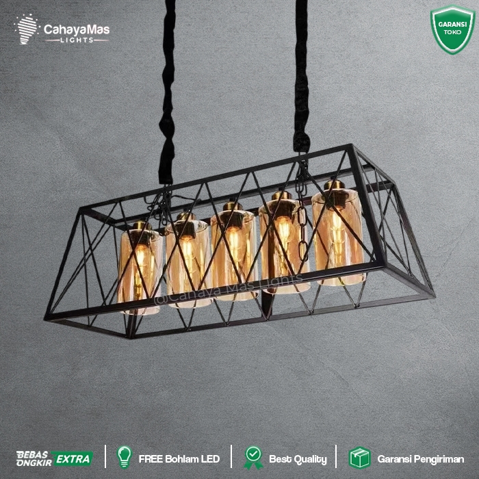 Lampu Hias Gantung Chandelier Indoor Dapur/Island/Meja Makan/Bar/Cafe/Dll | Modern Industrial Retro 