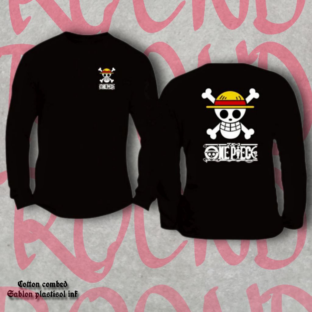 Kaos Anime One piece Pria wanita Bahan Katun combed 30s Tangan Panjang Keren Terbaru Baju atasan pri