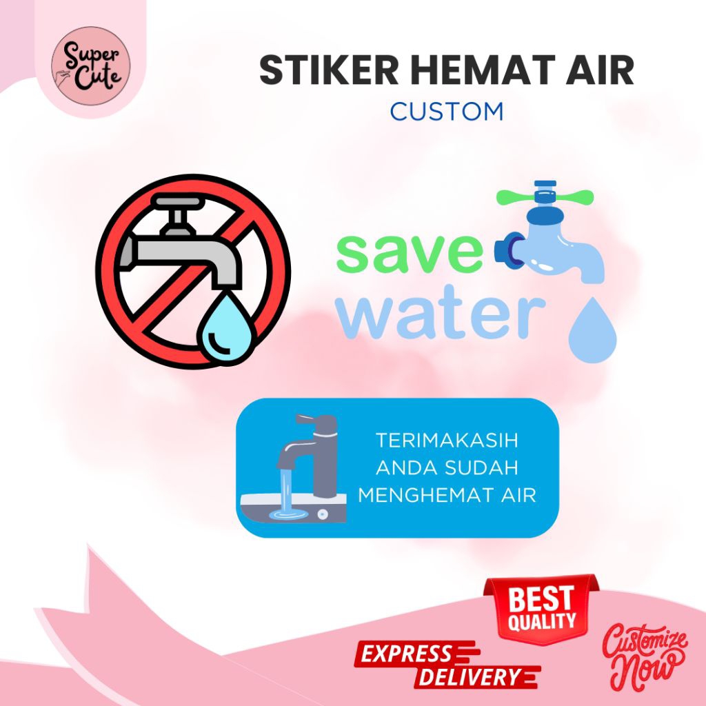 

SuperCute Stiker Custom Hemat Air Save Planet Rawat Bumi Cocok Untuk Hadiah Souvenir Kegiatan Lingkungan Sekolah Kantor