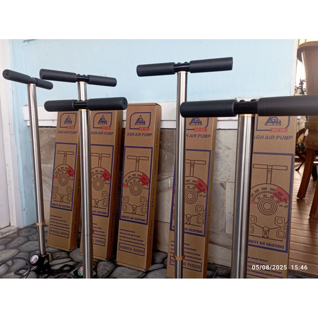 POMPA KOMPA PCP 3 STAGE MURAH KAKI LIPAT NEW STAINLESS STEEL.POMPA ANGIN TEKANAN TINGGI MANOMETER 60