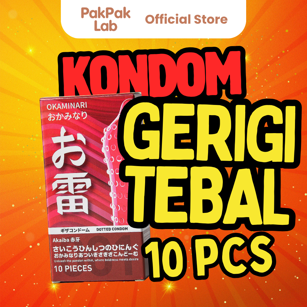 Okaminari Gerigi Tebal Kondom Tahan Lama Kondom Aman Pria 10 Pcs - Condom with Lubricant
