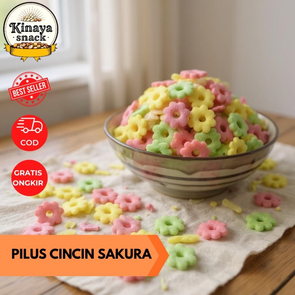 

PILUS CINCIN SAKURA WARNA WARNI / AJISAN SAKURA RIBUT ORIGINAL ASIN GURIH RENYAH / CEMILAN SNACK KILOAN