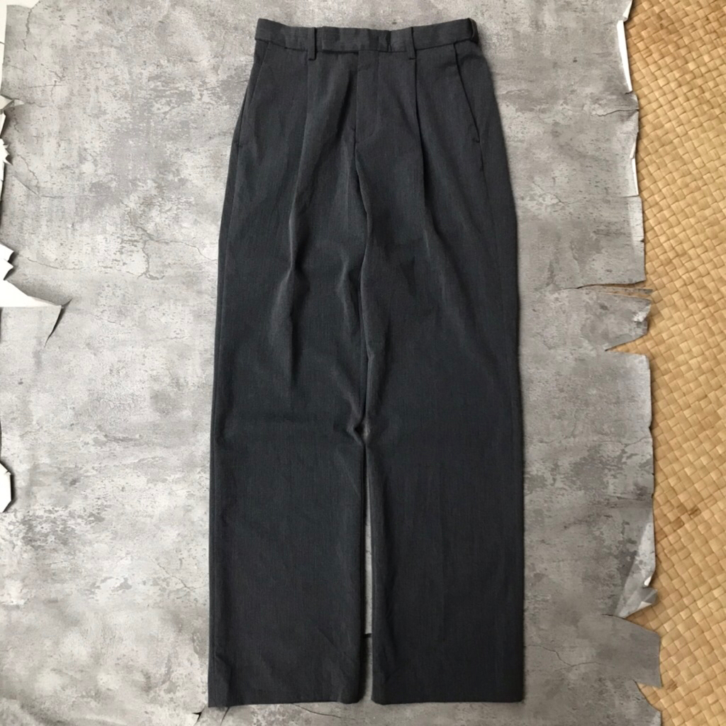 Celana Panjang by Musinsa Standard Real Wide Hidden Banding Slacks Pants Grey sz 27/28