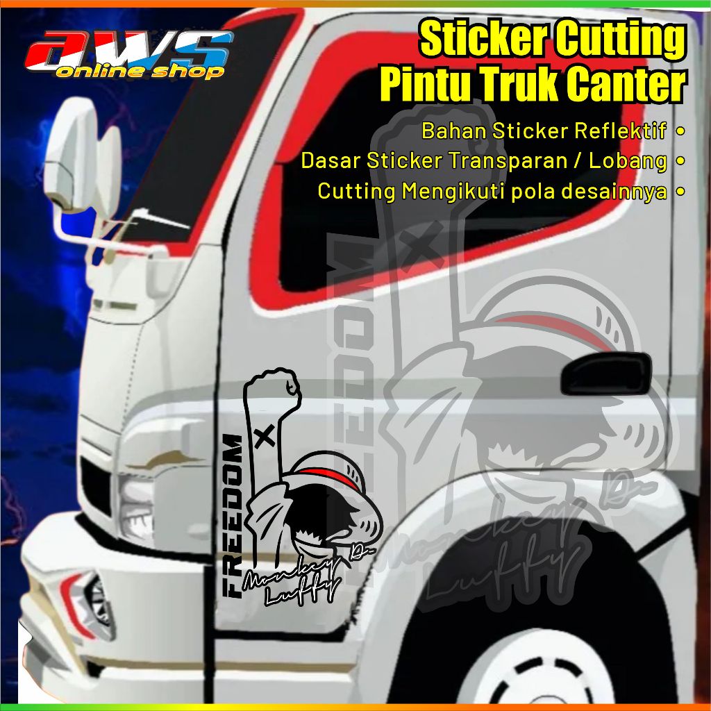 Sticker Cutting One Piece Freedom Pintu Mobil / Kaca Mobil Truk Canter All Size