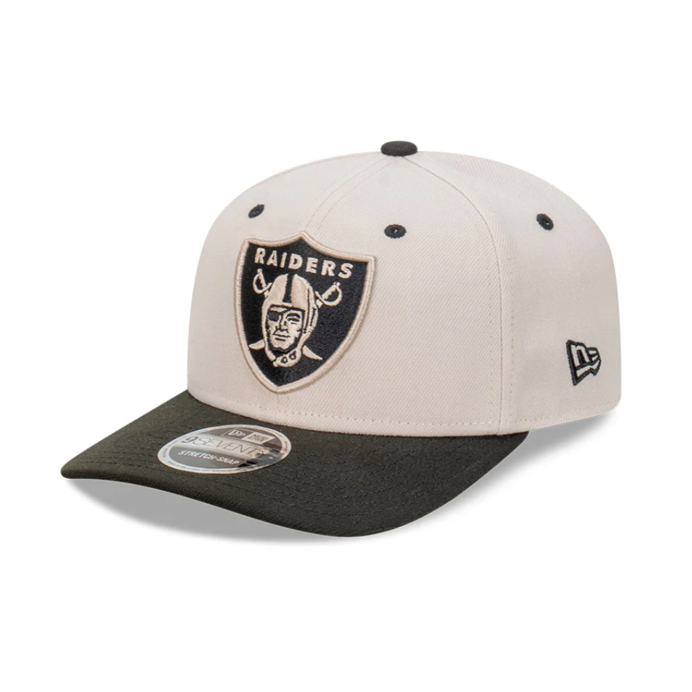 Topi New Era 9Seventy Las Vegas Raiders Stone Black 2-Tone Stretch Snapback Cap 100% Original