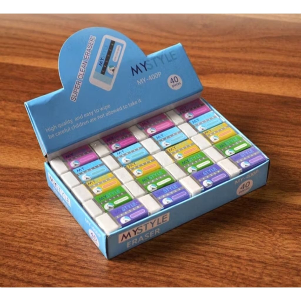 

Penghapus Kecil Warna PUTIH bebas PVC aman dan tidak beracun 1 kotak isi 40 pcs untuk sekolah & kantor