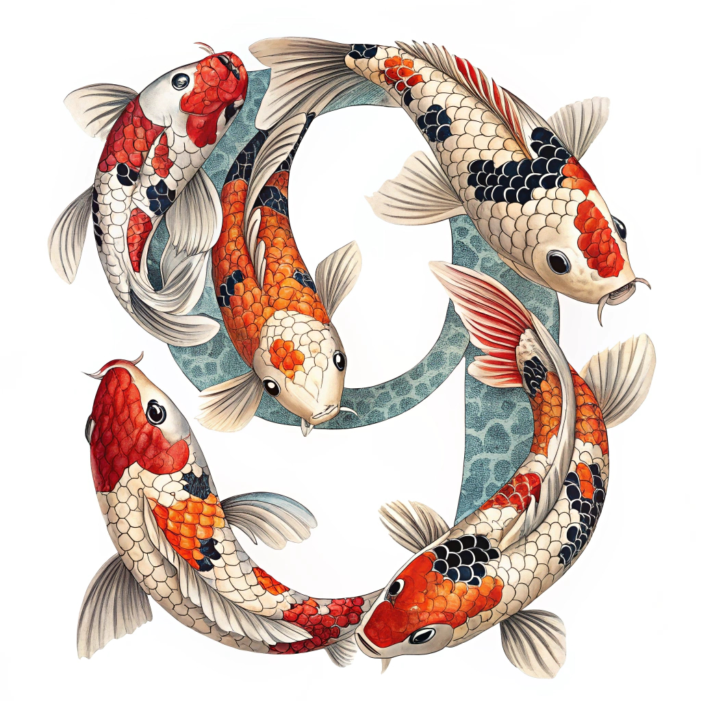 Lukisan Ikan Koi Angka 9 – Dekorasi Dinding Elegan, Feng Shui Keberuntungan, Wall Art Koi Jepang Pre