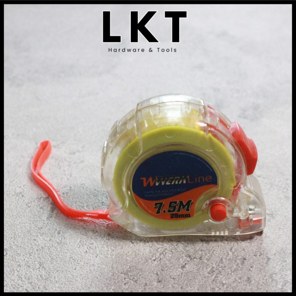 WERKLINE Meteran Roll Body Transparan 3 5 7,5 Meter - Measuring Tape