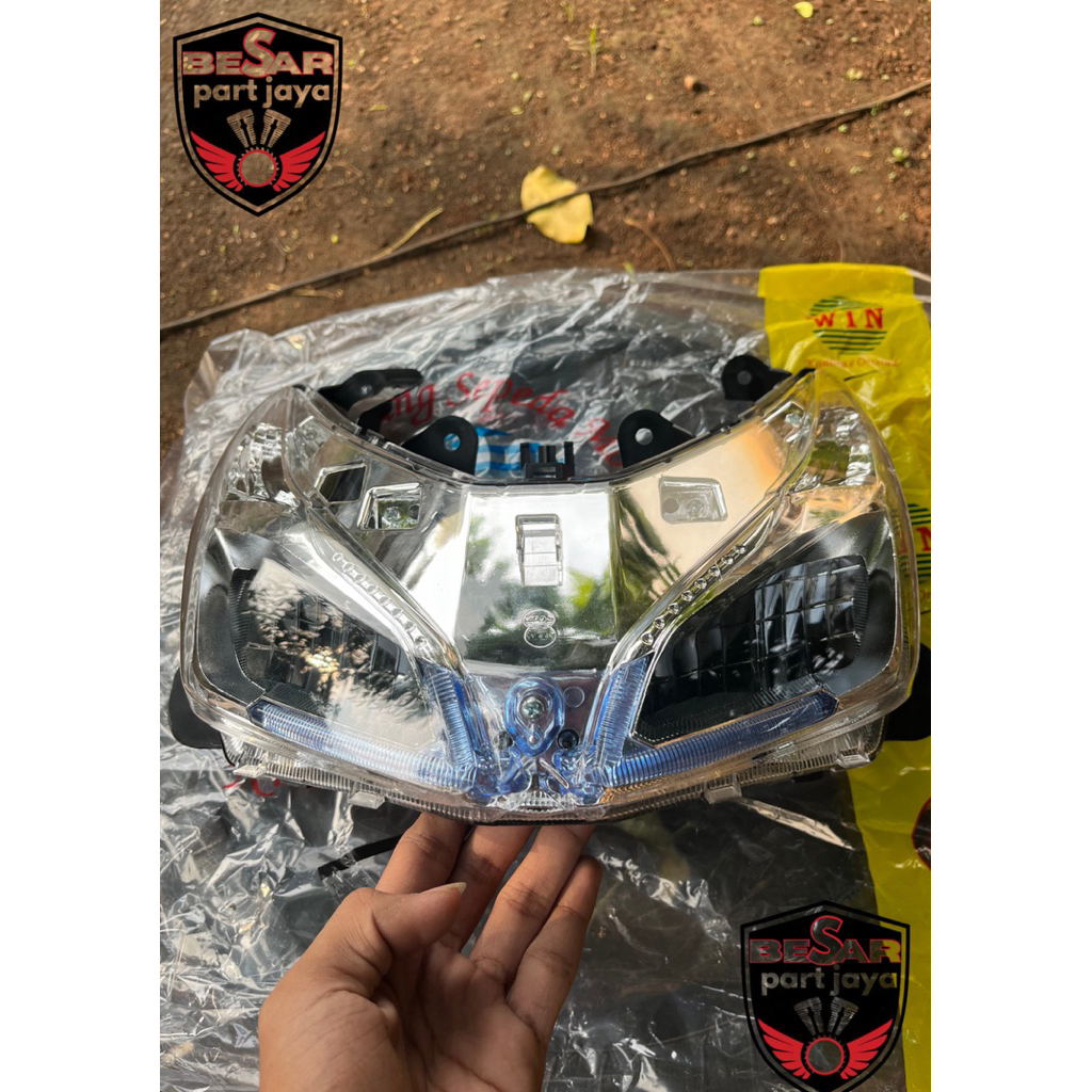 lampu depan vario 110 fi+led/reflektor head lamp vario 110 fi+led/soket 7 Stater kasar WIN