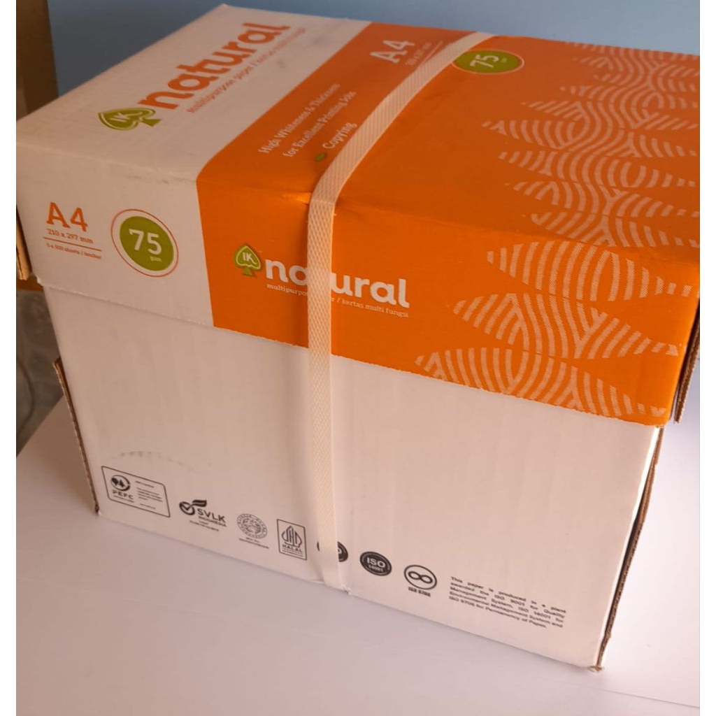 

1 Karton/ 5R Rim Kertas HVS Natural A4 75 GSM