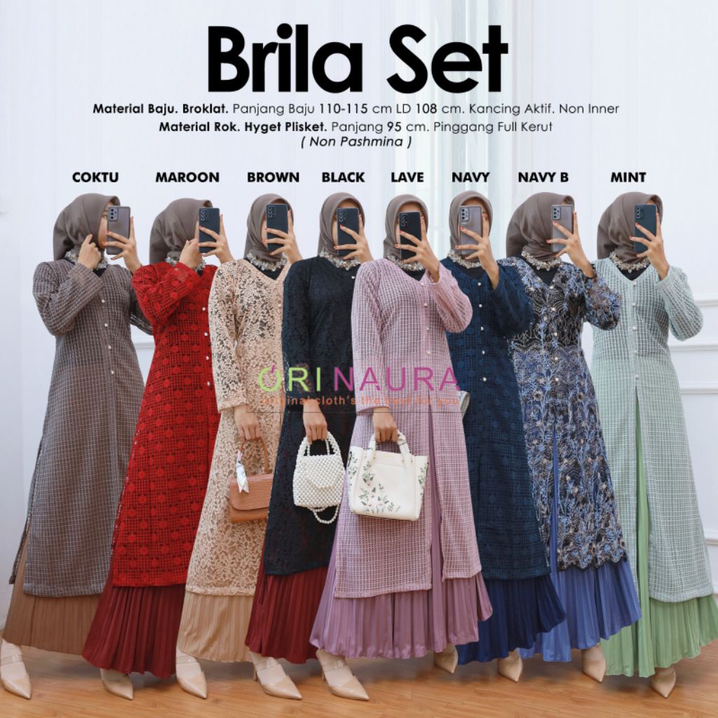 NEW BRILA SET TUNIK BROKAT WANITA CANTIK //  DRES JAIHA BY ORI NAURA // BAHAN CRINKLE MIX BROKAT