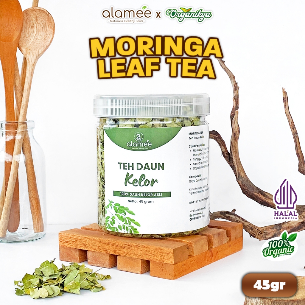 

Teh Daun Kelor Tea Bunga Herbal Alami Organic Natural Non Msg Siap Seduh 45gr organikya